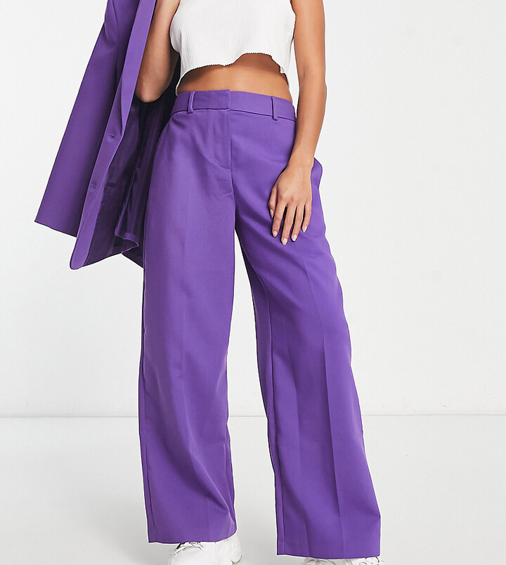 ASOS Petite ASOS DESIGN Petite relaxed suit trousers in purple