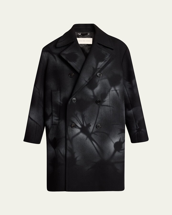 Dries Van Noten Men's Racos Printed Double-Breasted Coat