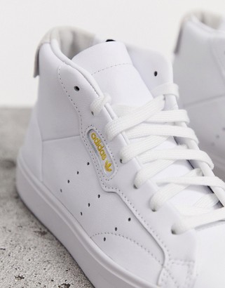 adidas Sleek Mid Top sneakers in white and gray - ShopStyle