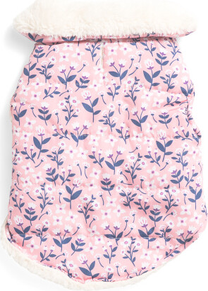 TJMAXX Floral Sherpa Pet Jacket, Polyester
