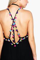 Thumbnail for your product : boohoo Melissa Pom Pom Low Back Swing Dress