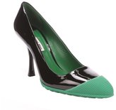 Thumbnail for your product : Miu Miu Black And Green Patent Leather Rubber Cap Toe Pumps