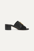 Thumbnail for your product : Chloé C Logo-embellished Leather And Suede Mules - Black
