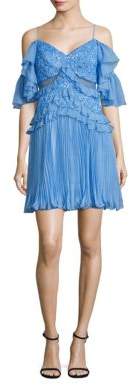 Three floor Hydrangea Cold-Shoulder Mini Dress
