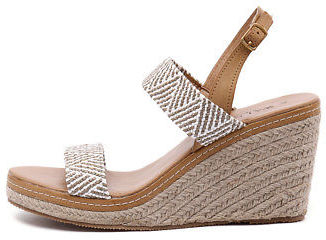 Walnut Melbourne New Cindy Strap Wedge Taupe White Womens Shoes Casual Sandals Heeled