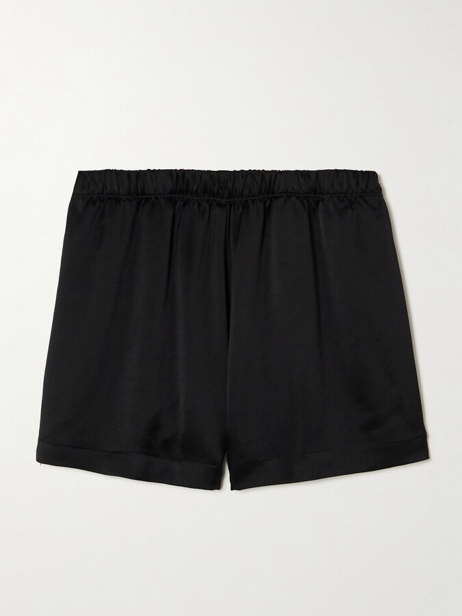 Leset Barb Washed-satin Shorts Black ShopStyle