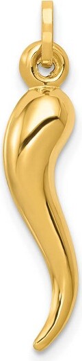 Black Bow Jewelry Co. BlackBowJewelry14kYellowGold3DHollowItalianHornPendant5x28mm
