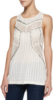 Thumbnail for your product : Free People Trinity Beaded Crochet-Knit Cutout Tank Top, Cream