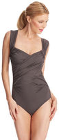 Thumbnail for your product : Badgley Mischka Wide Strap Drape Front Swimsuit
