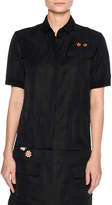 Thumbnail for your product : Tomas Maier Floral-Patch Short-Sleeve Blouse, Black