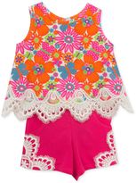 Thumbnail for your product : Rare Editions 2-Pc. Cotton Lace-Trim Floral Top and Shorts Set, Baby Girls (0-24 months)