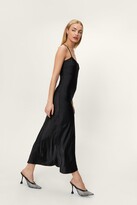 Thumbnail for your product : Nasty Gal Womens Satin Cross Strap Midi Dress - Black - 4, Black