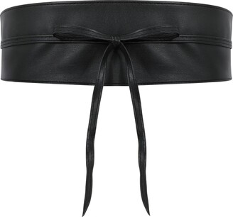 JASGOOD 2 Pack Black Corset Waist Belt for Women, Wide Elastic Tie