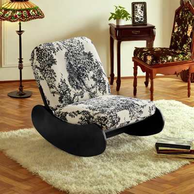 VIBORZ Modern Upholstered Solid Wood Rocking Chair Solid Wood Rocking ...