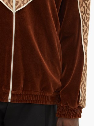 Gucci Logo-jacquard Satin And Velour Track Jacket - Brown Multi