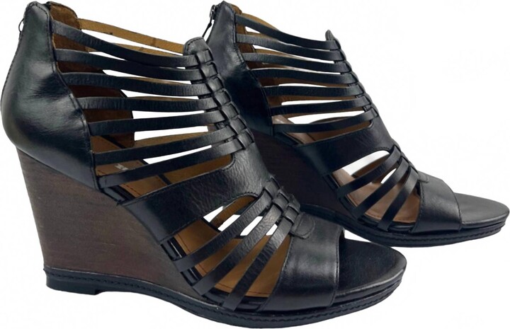 Trask Women's Sammi Leather Gladiator Wedge Sandals In Black