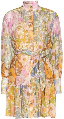 Zimmermann Belted Floral-Print Mini Dress