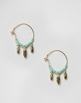 Thumbnail for your product : Orelia Tiny Metal Feather Bead Drop Earrings