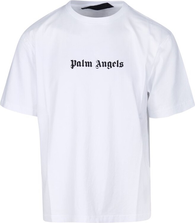 【Palm Angels】刺繍 ロゴ スリム Tシャツ ホワイト Palm Angels neck-logo T-shirt | White | FARFETCH