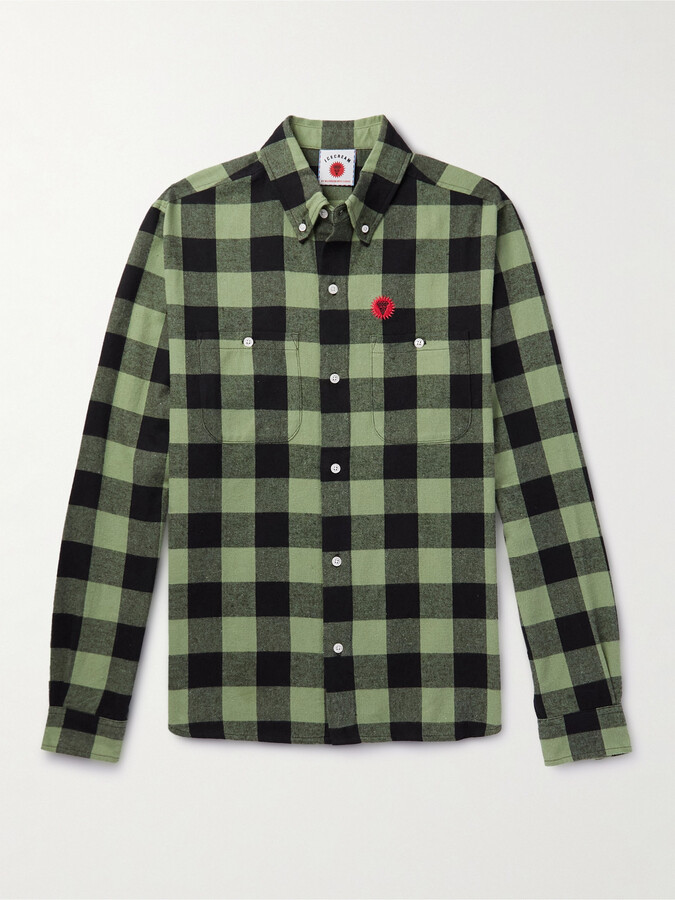 ICECREAM ButtonDown Collar Checked CottonFlannel Shirt ShopStyle