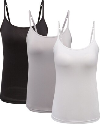 Pack of 2 Lady Girls Adjustable Strap Built Bra Tank Tops Camisole M 