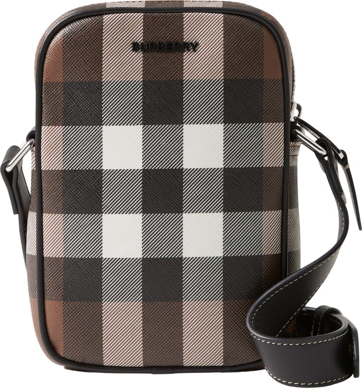 Burberry Mini Cason Checked Belt bag Dark Brown in Canvas with