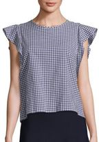 Thumbnail for your product : SET Cotton Gingham Ruffle Blouse