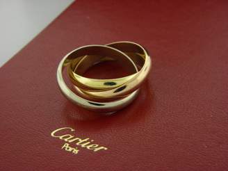 Cartier 18K Yellow Tri-Color Gold Rolling Bands Ring Size 10