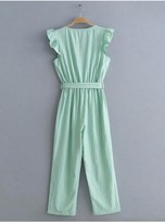 Thumbnail for your product : Fs Collection Mint Green Stripe Sleeveless Jumpsuit With V Neckline