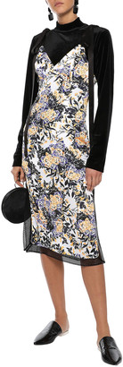 GOEN.J Lace-trimmed Floral-print Washed-crepe Midi Dress
