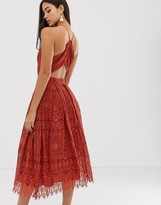 Thumbnail for your product : ASOS DESIGN lace midi dress with pinny bodice