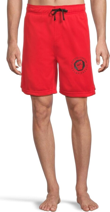 UFC Men's Basic Workout Shorts Small Red 8" Inseam Drawstring Waist Active JDM240