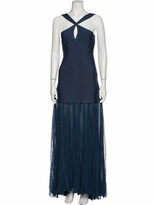 Thumbnail for your product : Herve Leger V-Neck Long Dress Blue