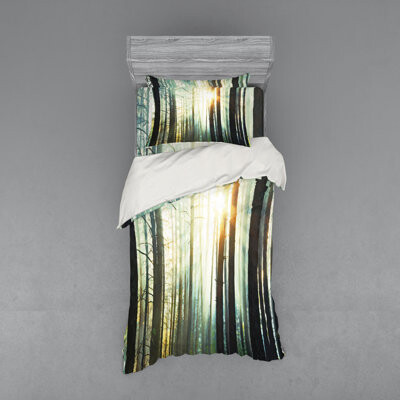 Ambesonne Seafoam Microfiber Rustic Duvet Cover Set