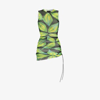 Louisa Ballou Green Heatwave Ruched Mesh Mini Dress