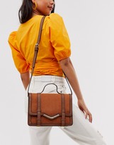 Thumbnail for your product : ASOS Design DESIGN v-bar structured satchel bag