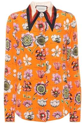 Gucci Floral-printed silk blouse