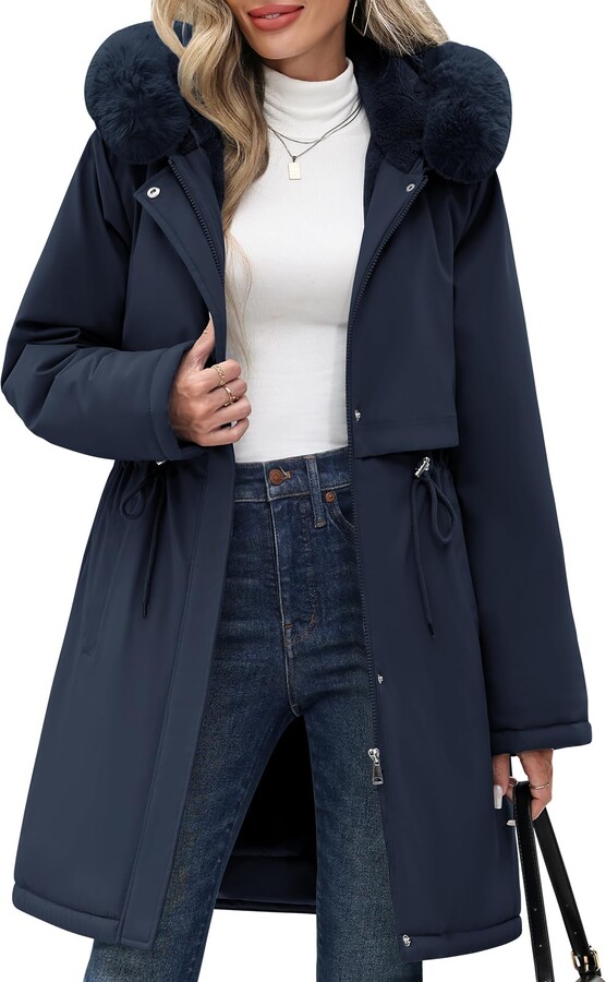 Navy Jacket With Fur Trim Hood ShopStyle UK