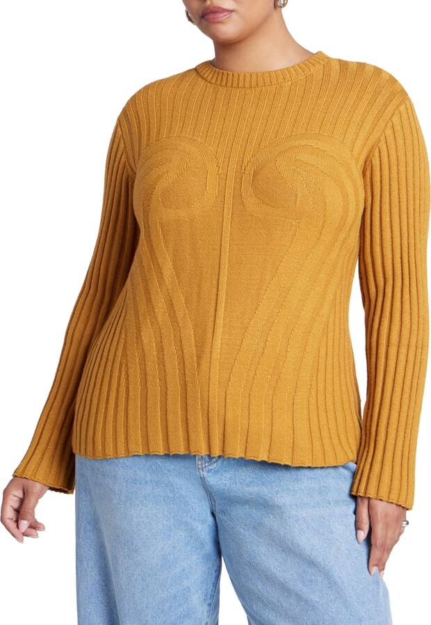 ELOQUII Women's Plus Size Bust Stitch Sweater