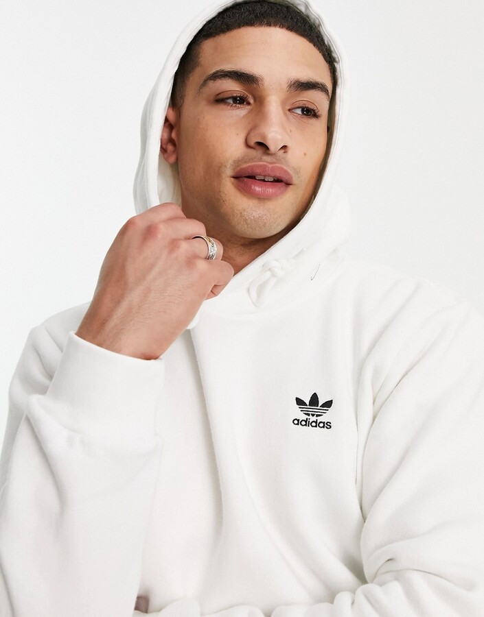 adidas adicolor essentials trefoil hoodie in white - ShopStyle