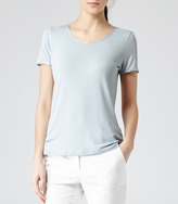 Thumbnail for your product : Reiss Imperia SATIN TRIM JERSEY TOP POWDER BLUE