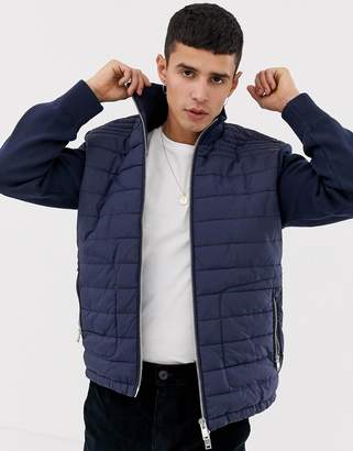 Selected Homme+ Quilted Jacket With Knitted Sleeves