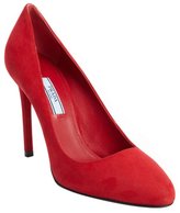 Thumbnail for your product : Prada red suede classic pumps