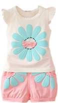 Thumbnail for your product : Monvecle Baby Girl to Toddler 2-pcs Ruffle Short Sleeve Top + Faux Denim Shorts Set