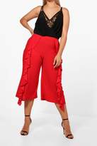 Thumbnail for your product : boohoo Plus Kelly Crepe Frill Detail Culotte Trouser