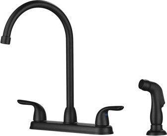 LOONGFIELD Kitchen Sink Faucet With 2 Handles And Pull-Out Side Sprayer 4-Hole Installation
