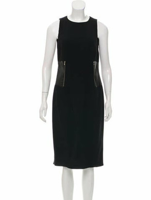 Michael Kors Wool-Blend Midi Dress Black