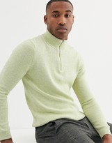 Thumbnail for your product : ASOS DESIGN midweight cotton half zip jumper in lime green twist
