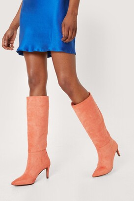 Nasty Gal Womens Faux Suede Knee High Stiletto Boots - Orange - 5, Orange
