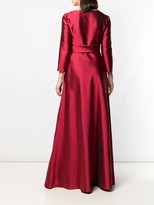 Thumbnail for your product : Alberta Ferretti V-neck brooch gown